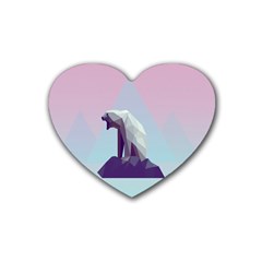 Polar Bears Animals White Rubber Coaster (heart) 