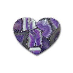 Purple Agate Natural Rubber Coaster (heart) 