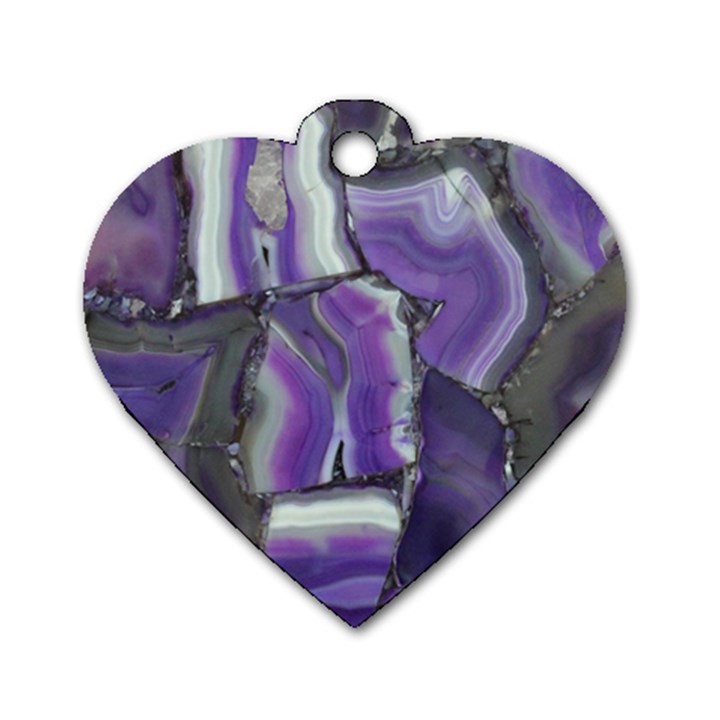 Purple Agate Natural Dog Tag Heart (One Side)