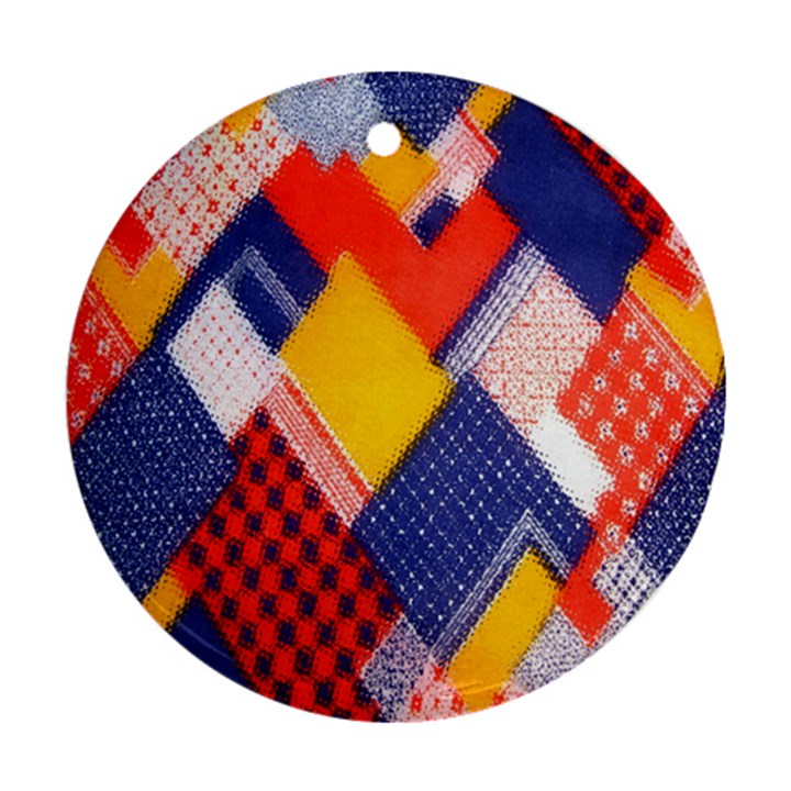 Background Fabric Multicolored Patterns Round Ornament (Two Sides)