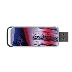 Background Fabric Patterned Blue White And Red Portable Usb Flash (one Side) by Nexatart