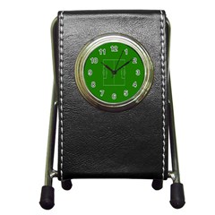 Soccer Field Football Sport Green Pen Holder Desk Clocks by Alisyart