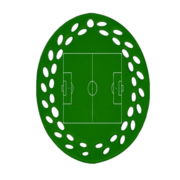 Soccer Field Football Sport Green Oval Filigree Ornament (Two Sides)