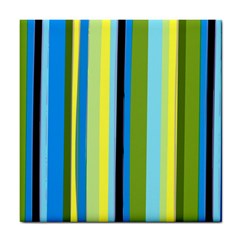 Simple Lines Rainbow Color Blue Green Yellow Black Tile Coasters by Alisyart