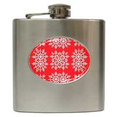 Background For Scrapbooking Or Other Stylized Snowflakes Hip Flask (6 Oz) by Nexatart