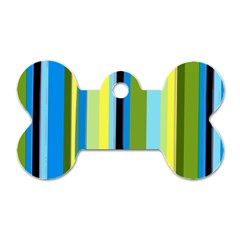 Simple Lines Rainbow Color Blue Green Yellow Black Dog Tag Bone (two Sides)