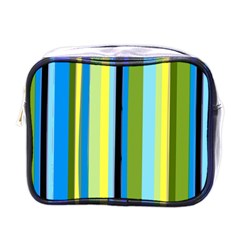 Simple Lines Rainbow Color Blue Green Yellow Black Mini Toiletries Bags