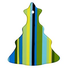 Simple Lines Rainbow Color Blue Green Yellow Black Christmas Tree Ornament (two Sides)