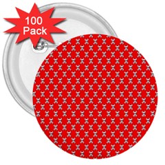 Red Skull Bone Texture 3  Buttons (100 pack) 