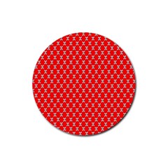 Red Skull Bone Texture Rubber Round Coaster (4 pack) 