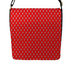 Red Skull Bone Texture Flap Messenger Bag (l)  by Alisyart