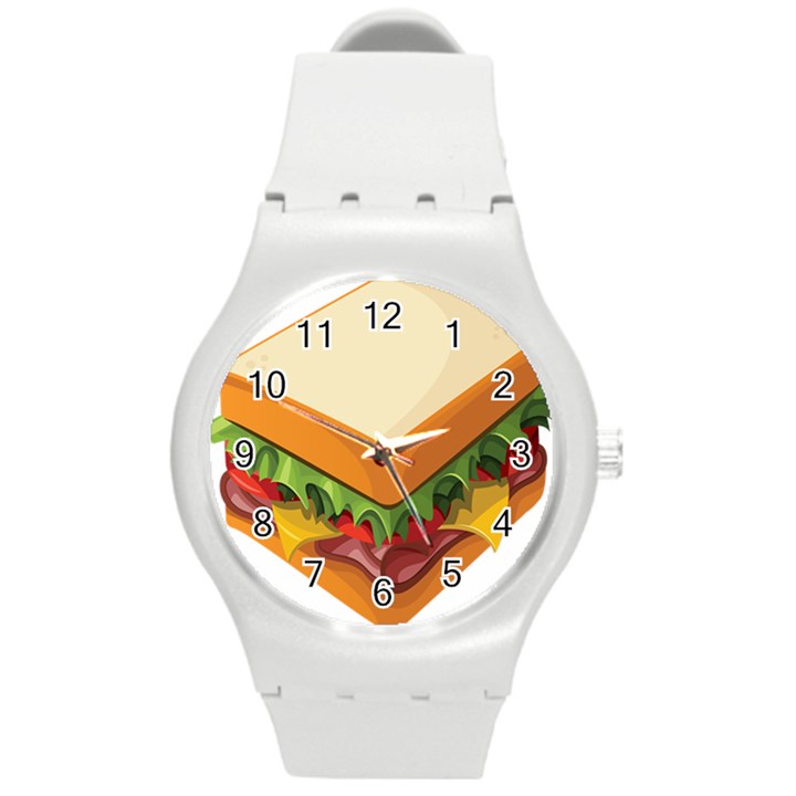 Sandwich Breat Chees Round Plastic Sport Watch (M)