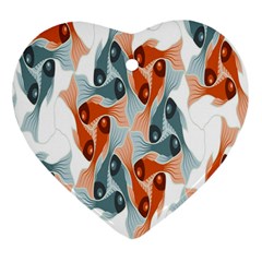 School Fish  Orange Grey Ornament (heart)