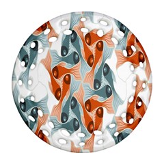 School Fish  Orange Grey Ornament (round Filigree)