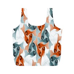 School Fish  Orange Grey Full Print Recycle Bags (m) 