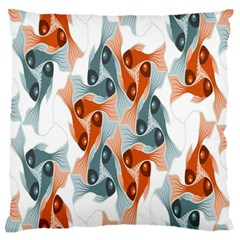 School Fish  Orange Grey Large Flano Cushion Case (one Side)