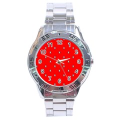 Simple Red Star Light Flower Floral Stainless Steel Analogue Watch