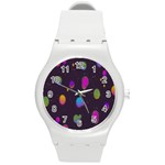 Spots Bright Rainbow Color Round Plastic Sport Watch (M) Front