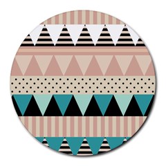 Triangle Wave Chevron Grey Round Mousepads