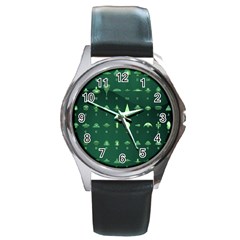 Ufo Alien Green Round Metal Watch