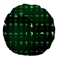 Ufo Alien Green Large 18  Premium Flano Round Cushions