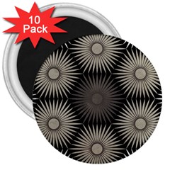 Sunflower Black White 3  Magnets (10 pack) 