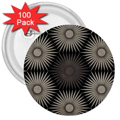 Sunflower Black White 3  Buttons (100 pack) 