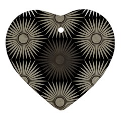 Sunflower Black White Heart Ornament (Two Sides)