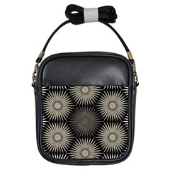 Sunflower Black White Girls Sling Bags by Alisyart