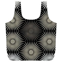 Sunflower Black White Full Print Recycle Bags (l) 