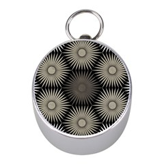 Sunflower Black White Mini Silver Compasses