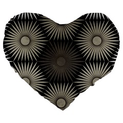 Sunflower Black White Large 19  Premium Flano Heart Shape Cushions