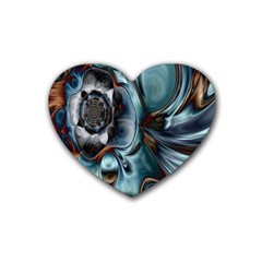 Light Color Floral Grey Heart Coaster (4 Pack) 