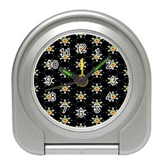 Background For Scrapbooking Or Other With Flower Patterns Travel Alarm Clocks by Nexatart