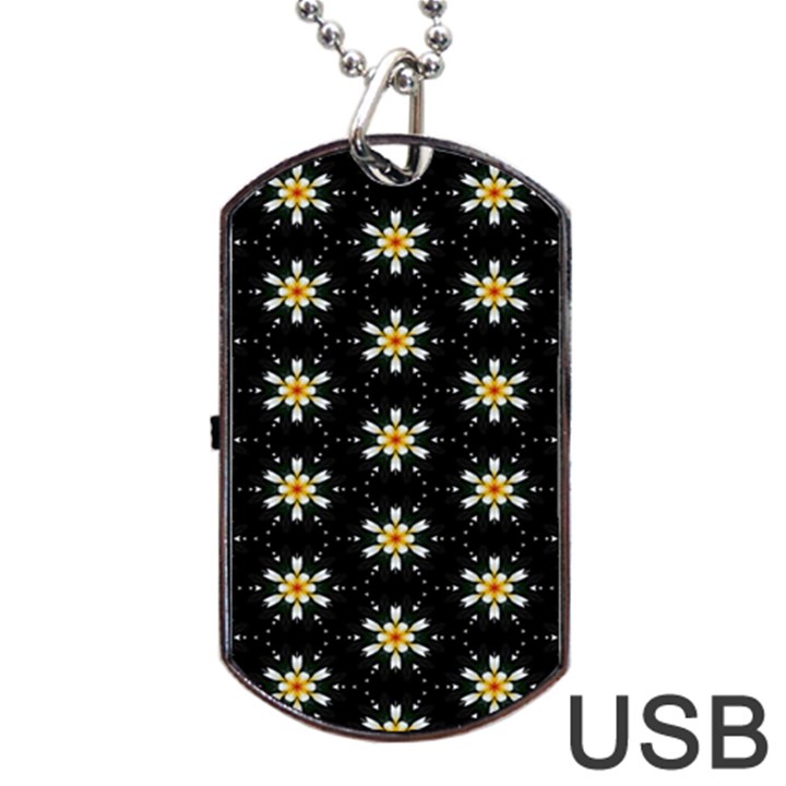 Background For Scrapbooking Or Other With Flower Patterns Dog Tag USB Flash (Two Sides)