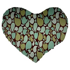 Leaf Camo Color Flower Floral Large 19  Premium Flano Heart Shape Cushions