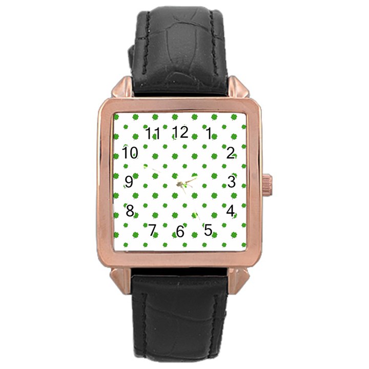 Saint Patrick Motif Pattern Rose Gold Leather Watch 