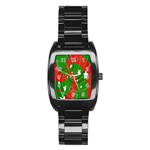 Background Abstract Christmas Stainless Steel Barrel Watch Front