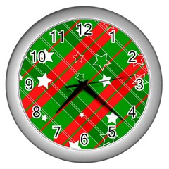 Background Abstract Christmas Wall Clocks (silver)  by Nexatart