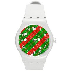 Background Abstract Christmas Round Plastic Sport Watch (M)