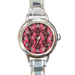 Background Abstract Pattern Round Italian Charm Watch Front