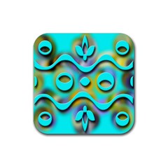 Background Braid Fantasy Blue Rubber Coaster (square)  by Nexatart