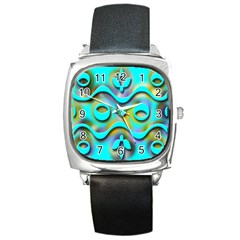 Background Braid Fantasy Blue Square Metal Watch by Nexatart