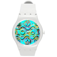 Background Braid Fantasy Blue Round Plastic Sport Watch (m) by Nexatart