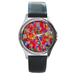 Background Celebration Christmas Round Metal Watch