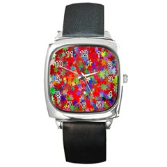 Background Celebration Christmas Square Metal Watch