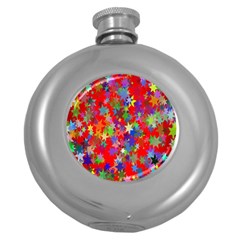 Background Celebration Christmas Round Hip Flask (5 oz)