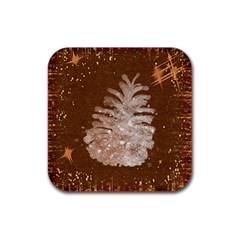 Background Christmas Tree Christmas Rubber Coaster (Square) 
