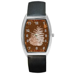 Background Christmas Tree Christmas Barrel Style Metal Watch