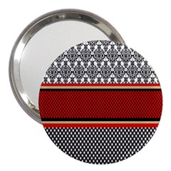 Background Damask Red Black 3  Handbag Mirrors by Nexatart